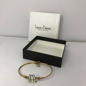 LUCA + DANNI LOTUS FLOWER Gold Tone BANGLE BRACELET